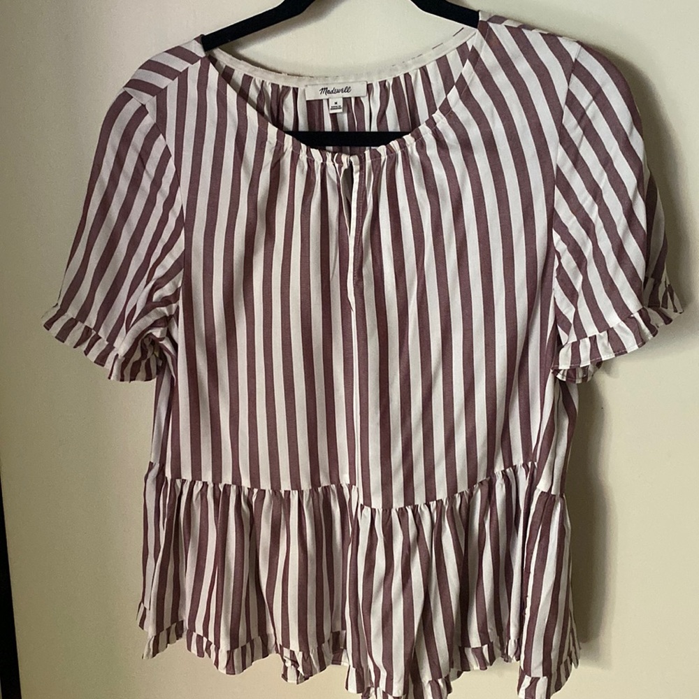 madewell peplum top with keyhole
